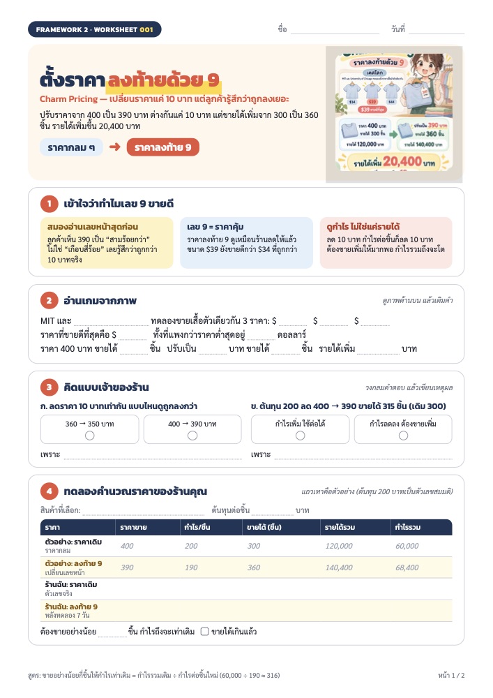 ตัวอย่างใบงาน Framework & Business Model PART 2