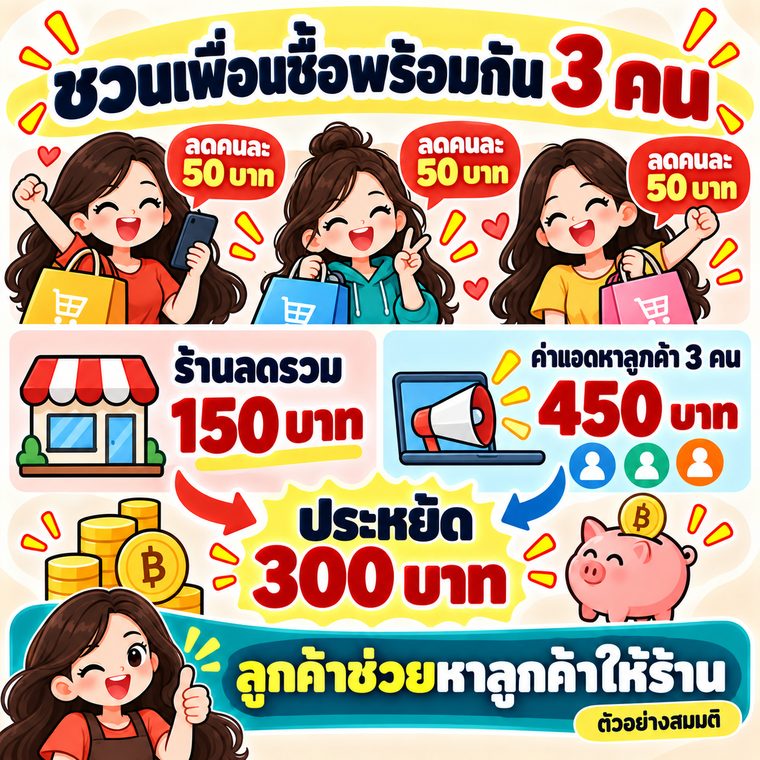 ชวนเพื่อนซื้อพร้อมกัน 3 คน